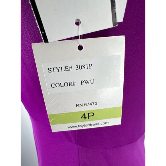 TAYLOR STRETCH SATIN HIGH NECK MAXI DRESS IN PILLOW PURPLE NWT WOMEN'S SIZE 4P - Picture 14 of 16